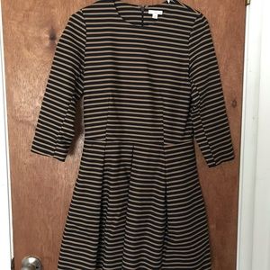 Gap Women’s A-Line Dress in Navy and Tan Stripes